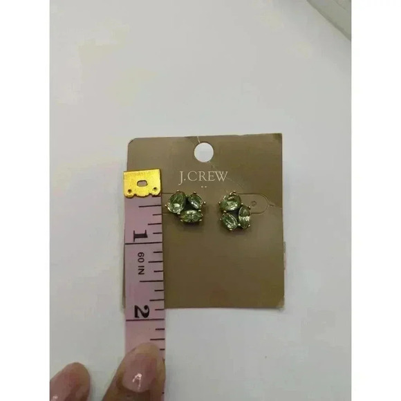 NWT J Crew Green Gemstone Cluster Gold Earrings Womens Jewelry Floral Design - Picture 5 of 5